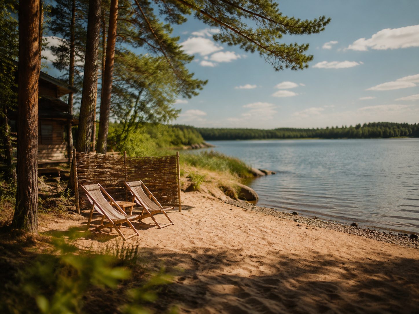 Domek na mazurach z własną plażą, leżaki, parawan